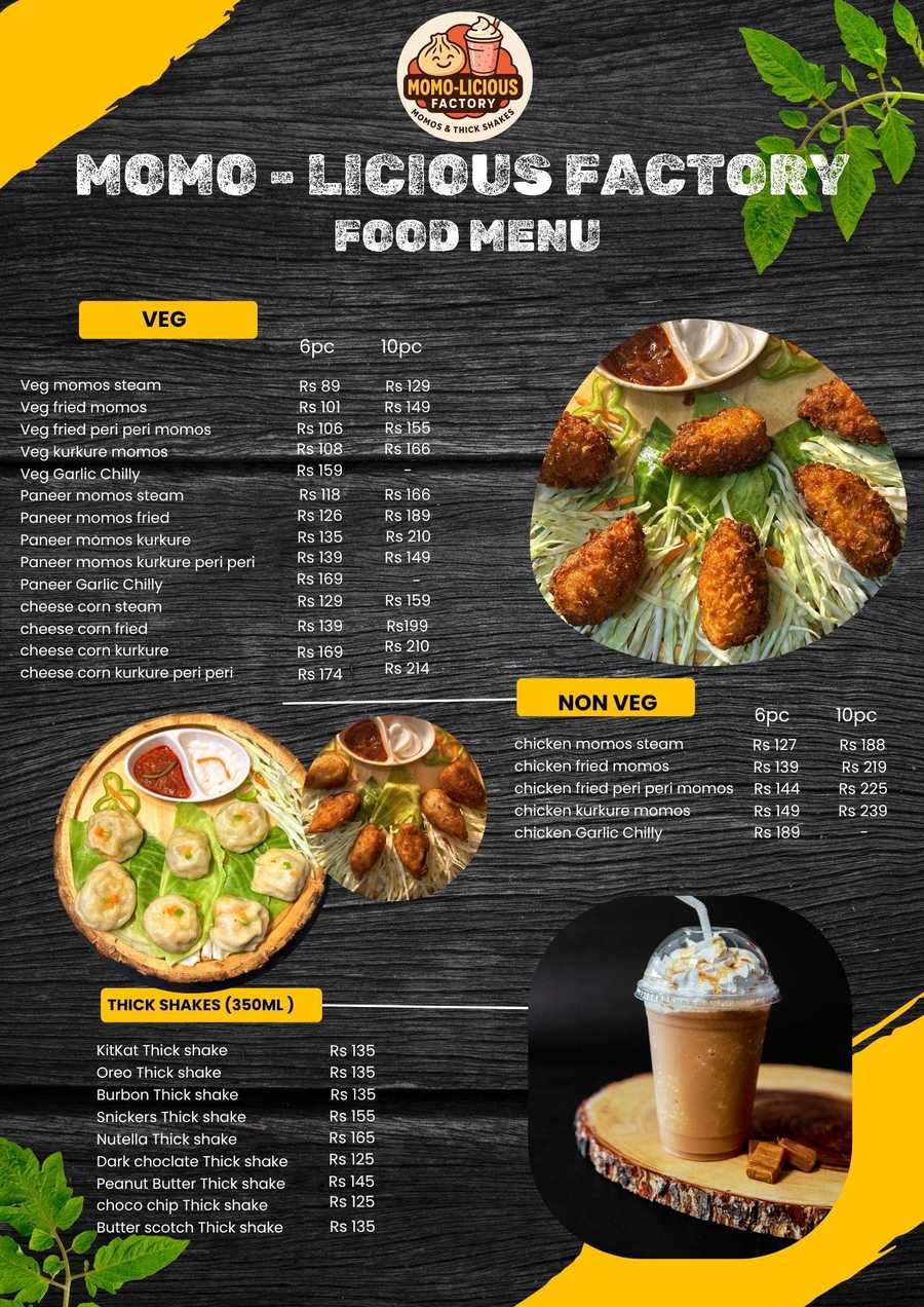 Momo-Licious Factory full menu